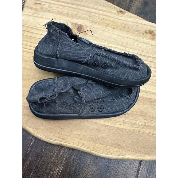 EUC Sz 11 Boys MAUI ISLAND Beachcomber Slip On Shoes Moccasins Canvas Grey Black - Picture 2 of 4
